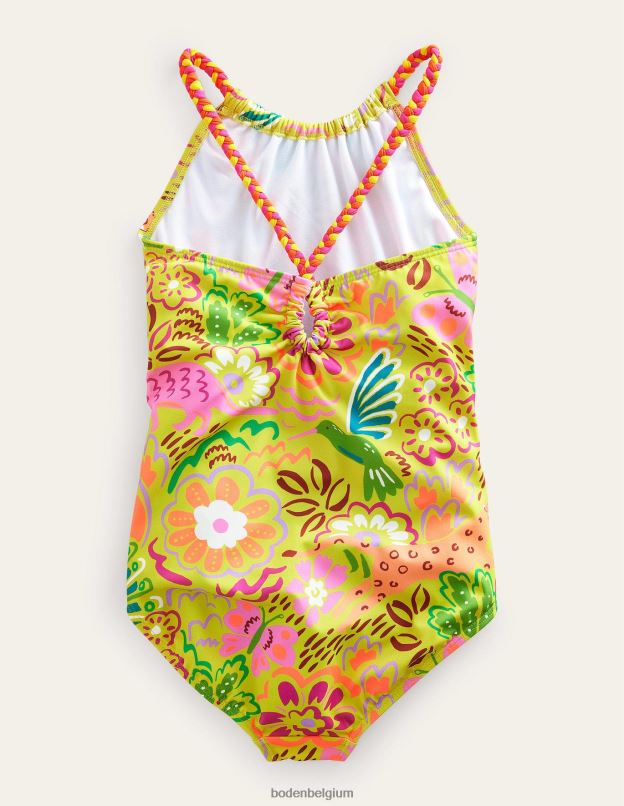 filles Boden animaux en ivoire et groseille maillot de bain tressé à boucle arrière vêtements Z42D02895