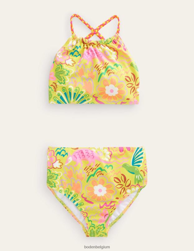 filles Boden animaux floraux ivoire et jaune bikini à boucle dans le dos vêtements Z42D03215