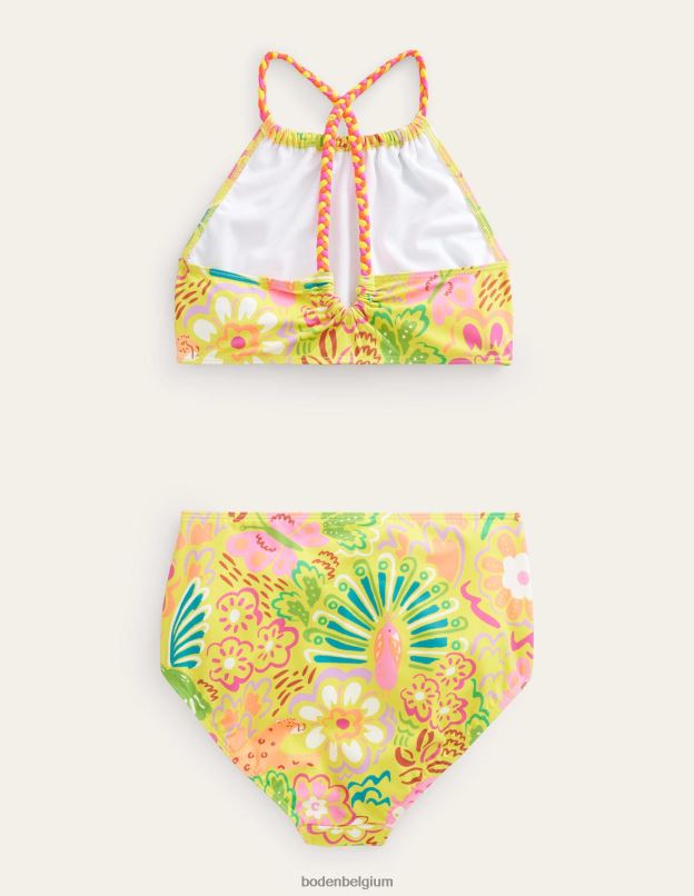 filles Boden animaux floraux ivoire et jaune bikini à boucle dans le dos vêtements Z42D03215