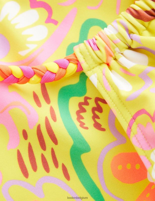filles Boden animaux floraux ivoire et jaune bikini à boucle dans le dos vêtements Z42D03215