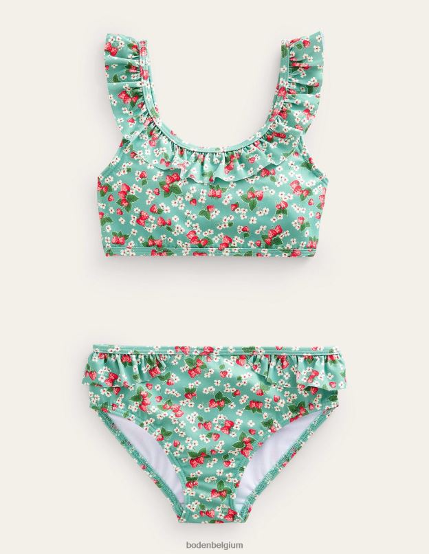 filles Boden aqua fraise de mer ditsy bikini à volants noué au dos vêtements Z42D03214