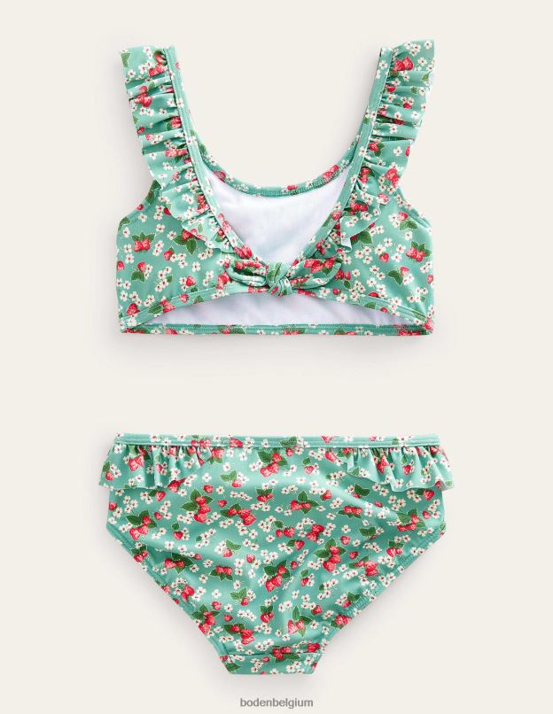 filles Boden aqua fraise de mer ditsy bikini à volants noué au dos vêtements Z42D03214
