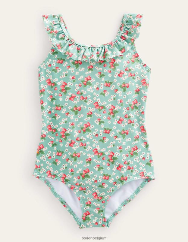 filles Boden aqua fraise de mer ditsy maillot de bain à volants et lien au dos vêtements Z42D03270