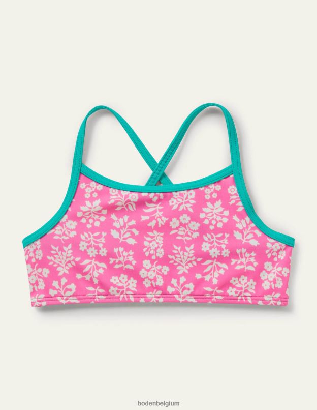 filles Boden bloc de bois rose fraise haut de bikini à motif vêtements Z42D03126