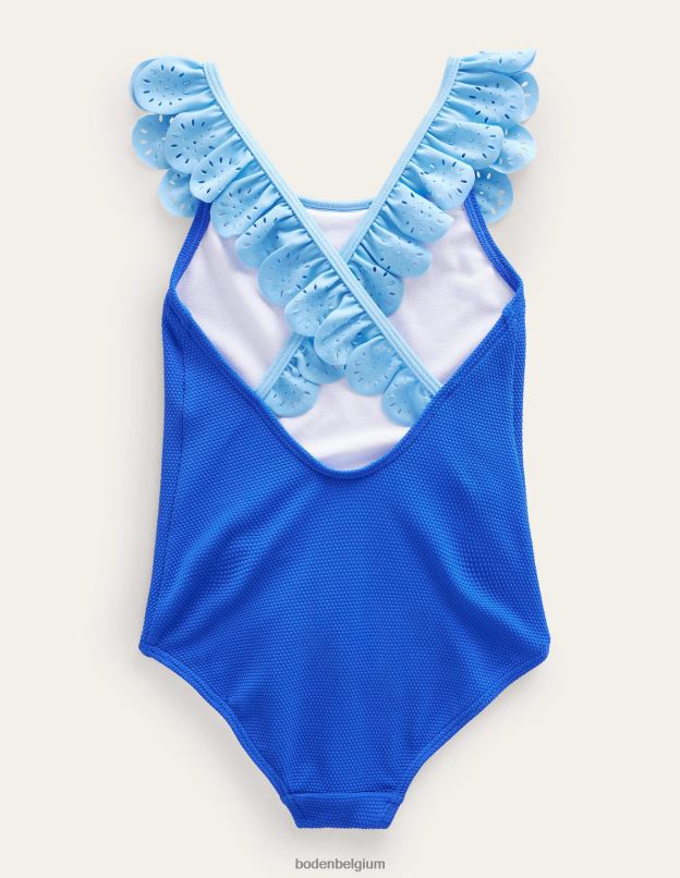 filles Boden cobalt maillot de bain à volants et broderie vêtements Z42D03237