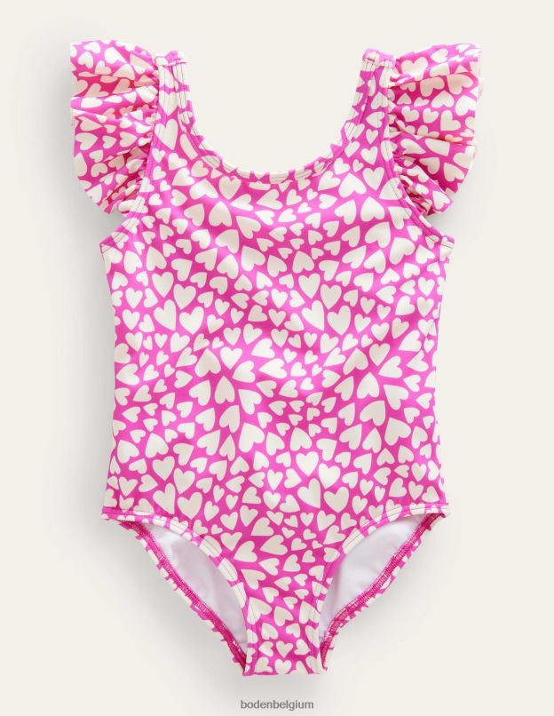 filles Boden coeurs ivoire et rose vif maillot de bain à manches flottantes vêtements Z42D02866
