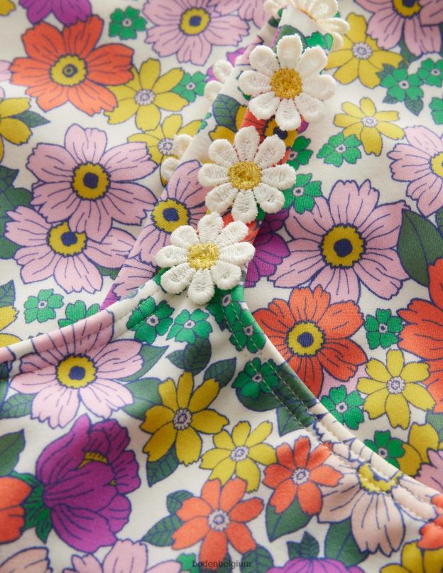 filles Boden floral d'orchidée ivoire et rayonnante maillot de bain à bretelles marguerites vêtements Z42D02797