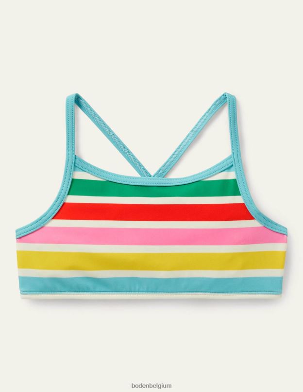 filles Boden ivoire/multi arc-en-ciel haut de bikini à motif vêtements Z42D03125