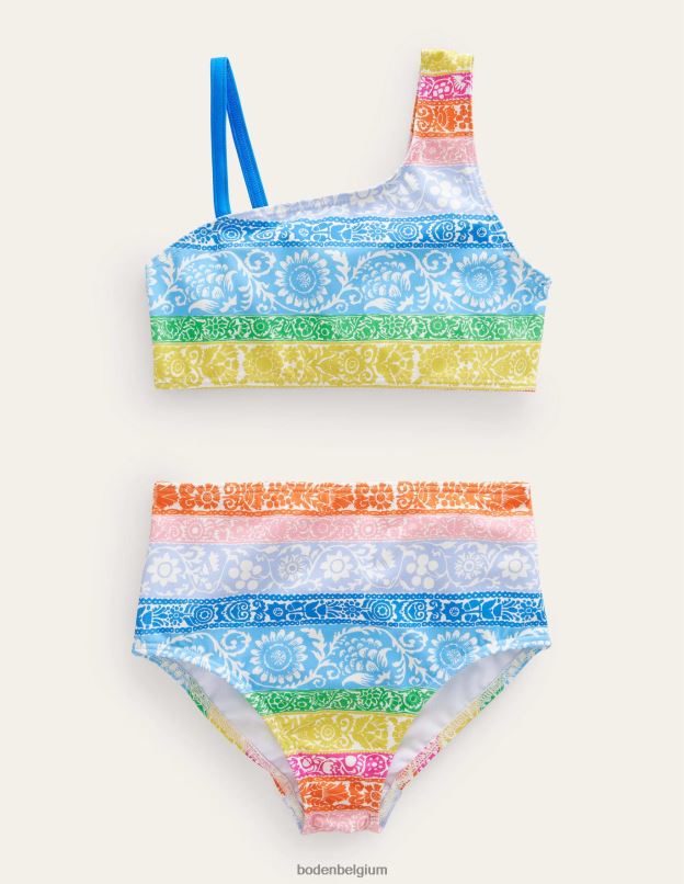 filles Boden papier peint à rayures ivoire et multicolores bikini à une épaule vêtements Z42D02862