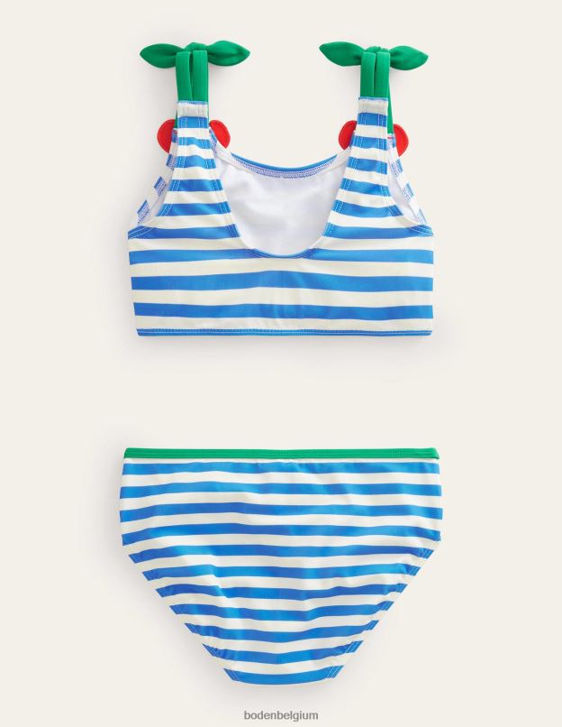 filles Boden rayures bleu cabana et ivoire bikini à bretelles cerises vêtements Z42D02948