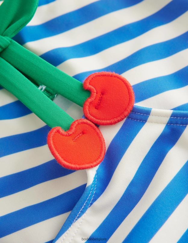 filles Boden rayures bleu cabana et ivoire bikini à bretelles cerises vêtements Z42D02948