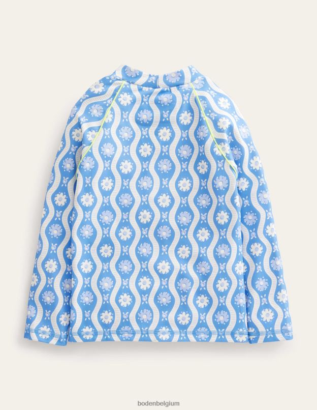 filles Boden vague de marguerite bleue de Penzance gilet anti-éruption à motif vêtements Z42D03251