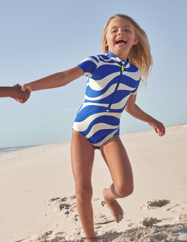 filles Boden vague ivoire et bleu cabana maillot de bain à manches courtes vêtements Z42D03212