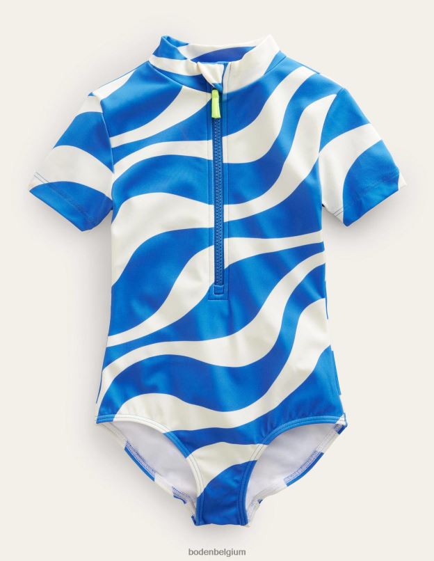 filles Boden vague ivoire et bleu cabana maillot de bain à manches courtes vêtements Z42D03212