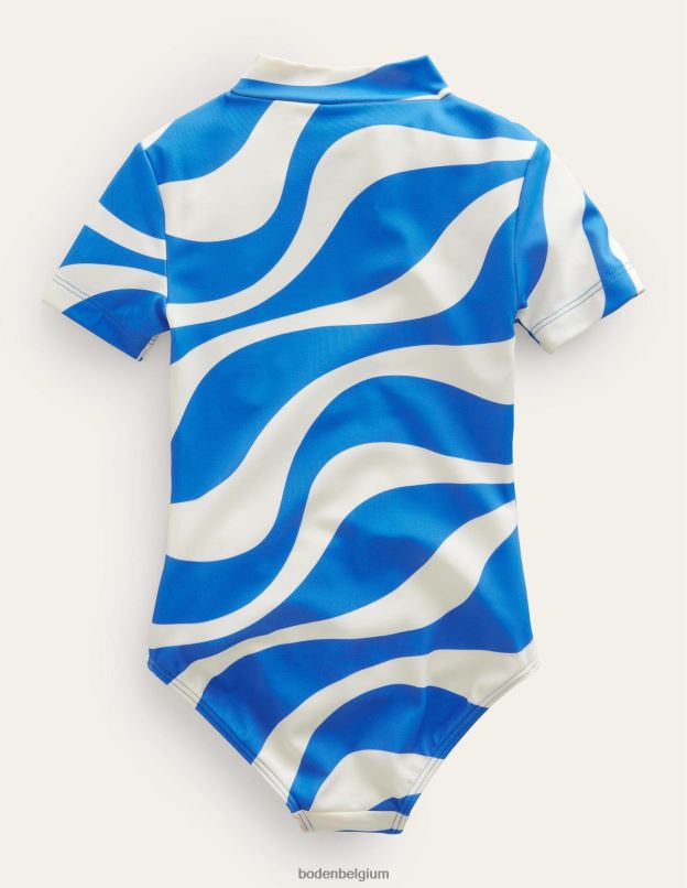 filles Boden vague ivoire et bleu cabana maillot de bain à manches courtes vêtements Z42D03212