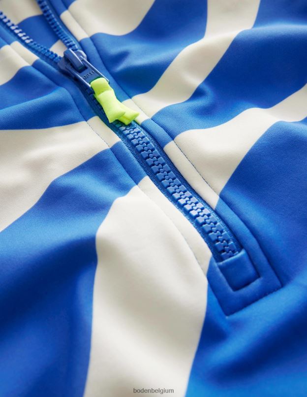 filles Boden vague ivoire et bleu cabana maillot de bain à manches courtes vêtements Z42D03212