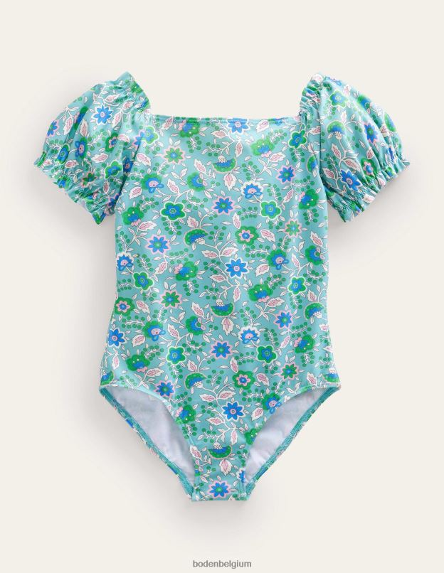filles Boden vigne florale de mer aqua maillot de bain à manches bouffantes vêtements Z42D02933