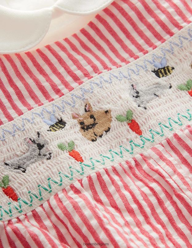 filles Boden coutil confiture/ivoire ensemble salopette à smocks vêtements Z42D03015