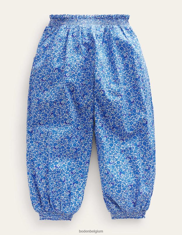 filles Boden fleurs bleues et aqua pantalon de vacances à revers vêtements Z42D02631