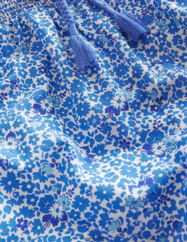 filles Boden fleurs bleues et aqua pantalon de vacances à revers vêtements Z42D02631