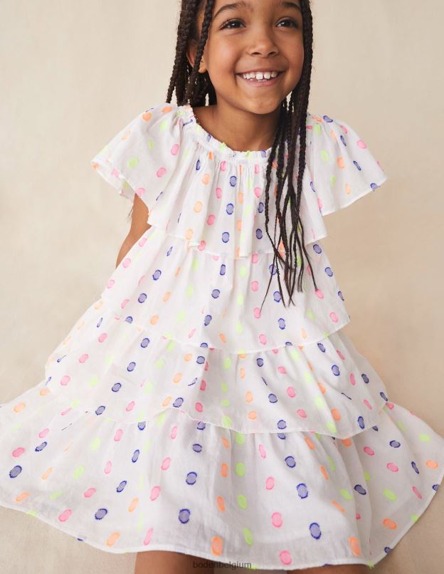 filles Boden Ivoire robe à manches volantées vêtements Z42D02784