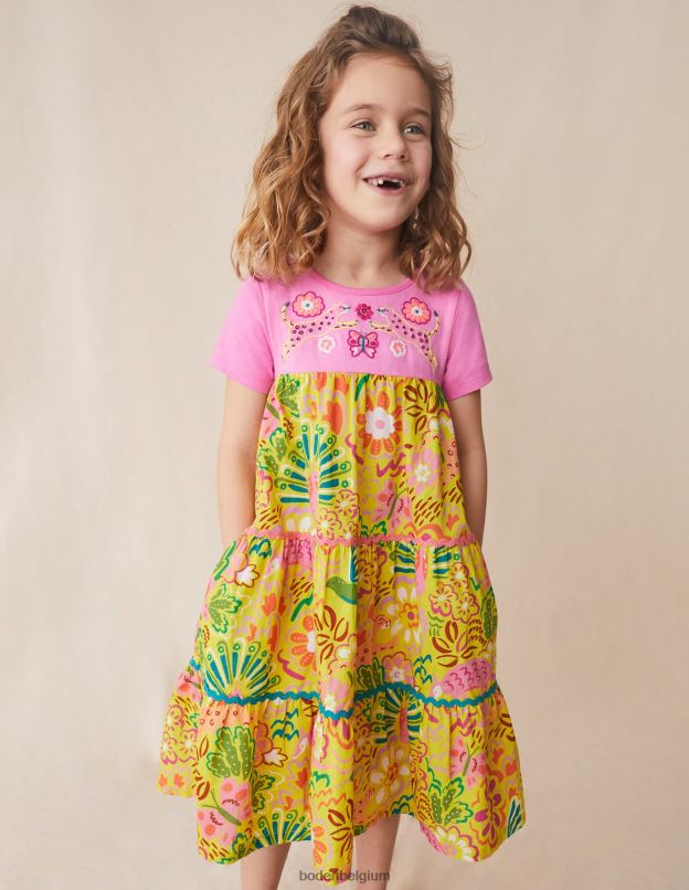 filles Boden animaux floraux groseille robe longue à logo vêtements Z42D02905