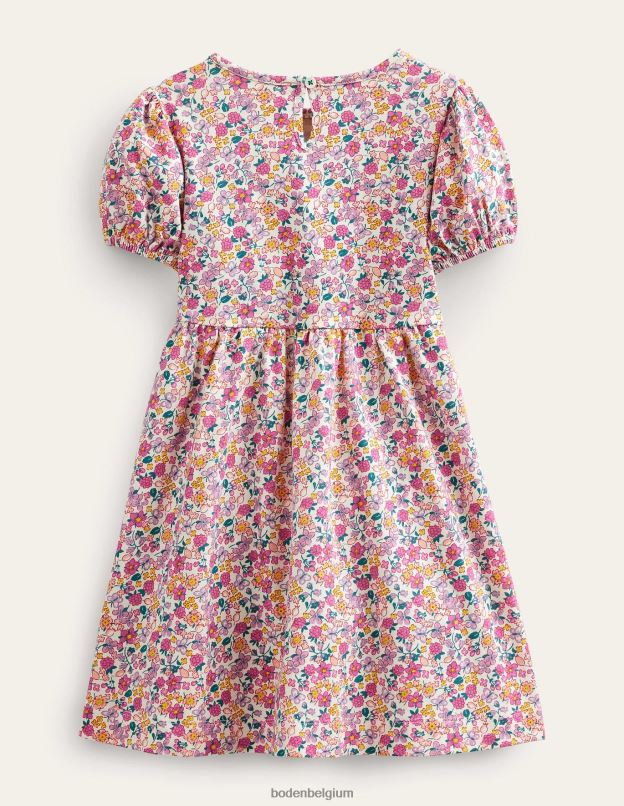 filles Boden baie de papillon aux pétales brillants robe en jersey à logo vêtements Z42D03115