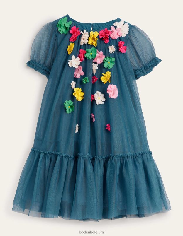 filles Boden bleu baltique une robe à fleurs flottante vêtements Z42D02859