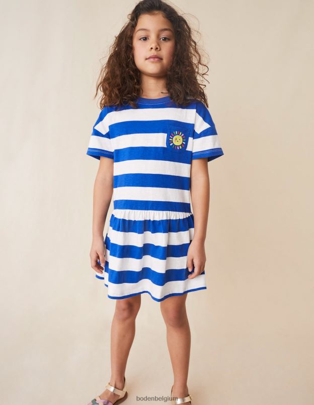 filles Boden bleu cabana/ivoire robe décontractée graphique en jersey vêtements Z42D02824