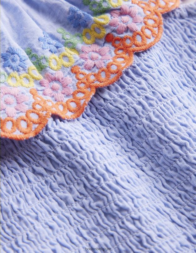 filles Boden chambray bleu robe festonnée à volants vêtements Z42D03231