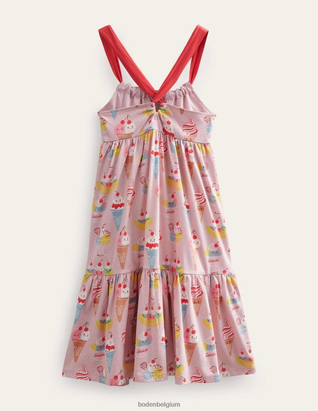 filles Boden glace rose française robe longue en jersey à volants vêtements Z42D02845