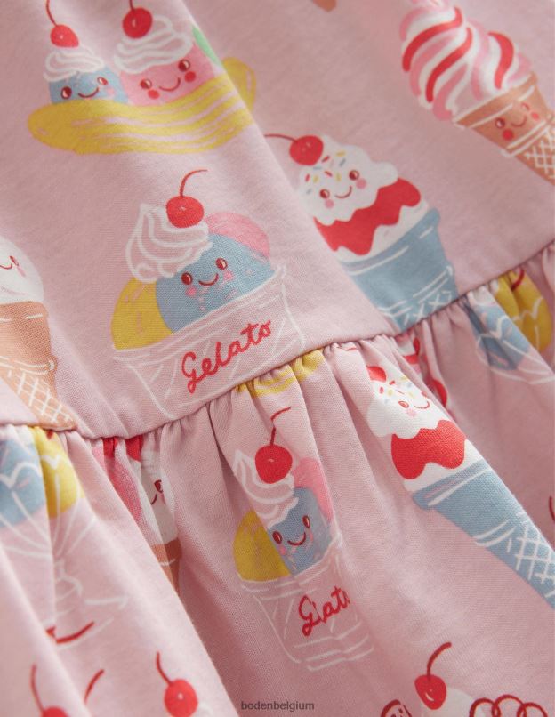 filles Boden glace rose française robe longue en jersey à volants vêtements Z42D02845