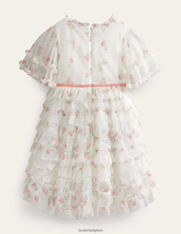 filles Boden ivoire petit floral vintage robe en tulle à volants et ourlet plongeant vêtements Z42D02892