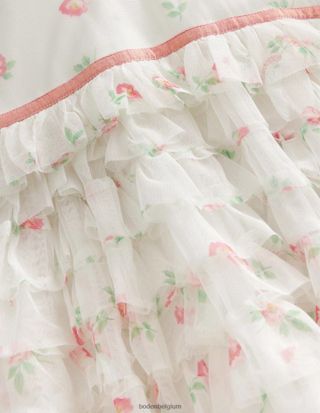 filles Boden ivoire petit floral vintage robe en tulle à volants et ourlet plongeant vêtements Z42D02892