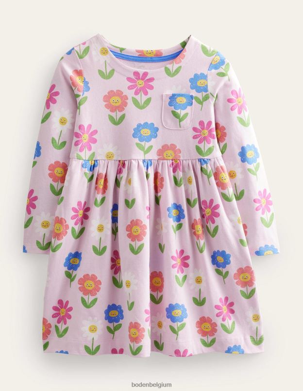 filles Boden jolies fleurs roses robe en jersey amusante à manches longues vêtements Z42D03095