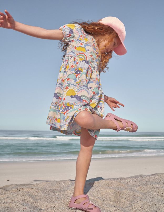 filles Boden multi météo robe en jersey à manches bouffantes vêtements Z42D02876