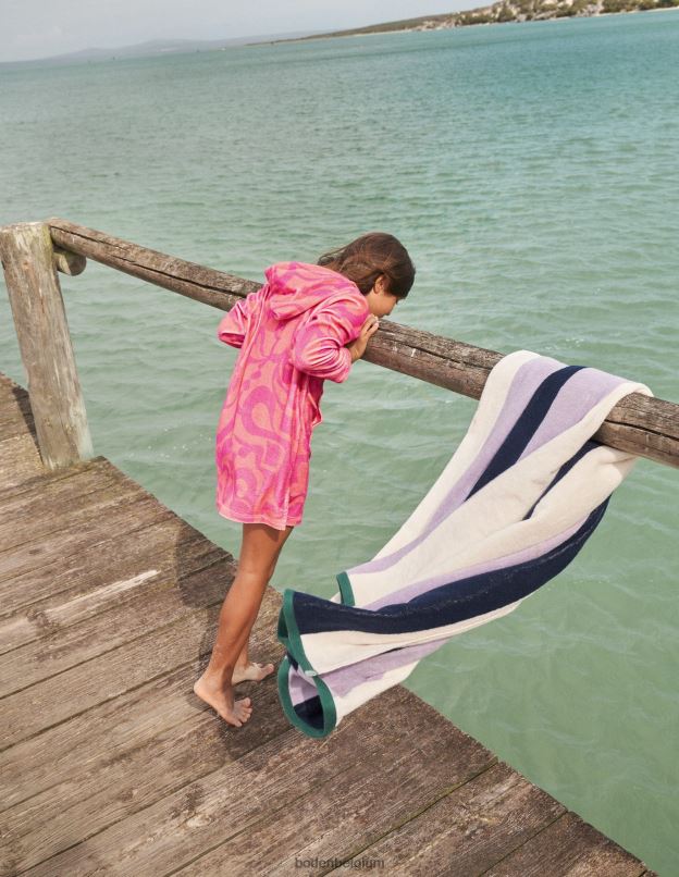 filles Boden pêche punch rose robe de plage à motif en tissu éponge vêtements Z42D03178