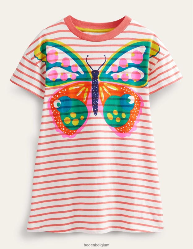 filles Boden papillon rose punch pêche robe en jersey à logo imprimé vêtements Z42D02881