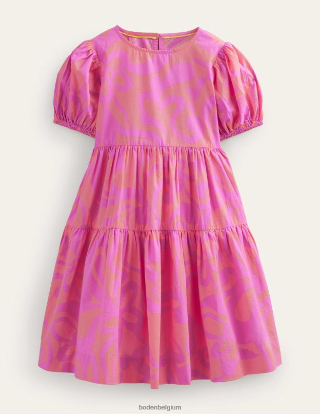 filles Boden pochoir d'été punch aux pêches robe en coton imprimée à volants vêtements Z42D02788