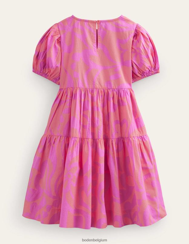 filles Boden pochoir d'été punch aux pêches robe en coton imprimée à volants vêtements Z42D02788