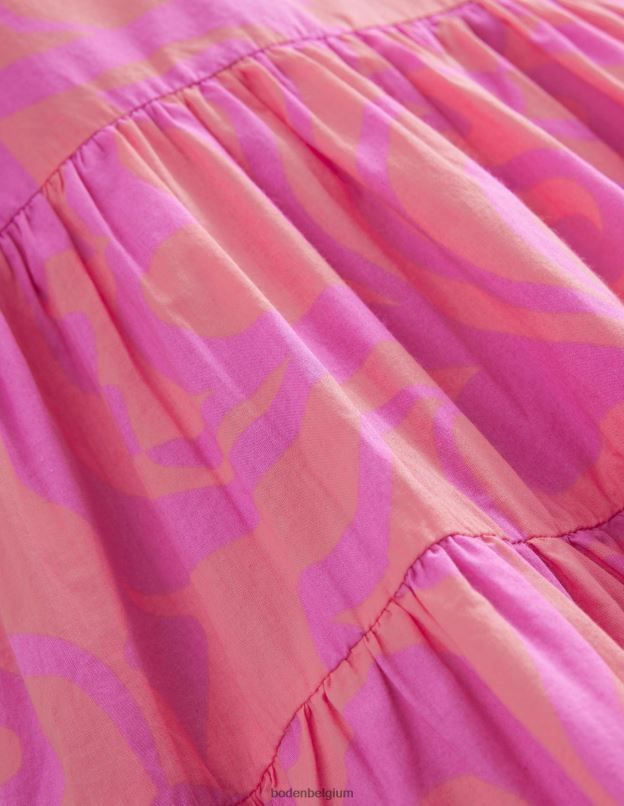 filles Boden pochoir d'été punch aux pêches robe en coton imprimée à volants vêtements Z42D02788