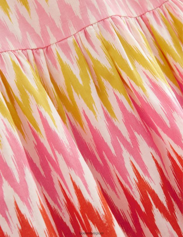 filles Boden rayure sorbet pêche robe imprimée à manches flottantes vêtements Z42D02807