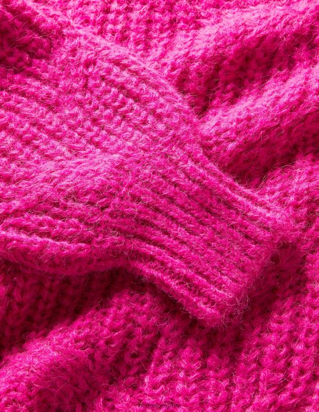 filles Boden rose choquant robe à col roulé et grosses torsades vêtements Z42D02746