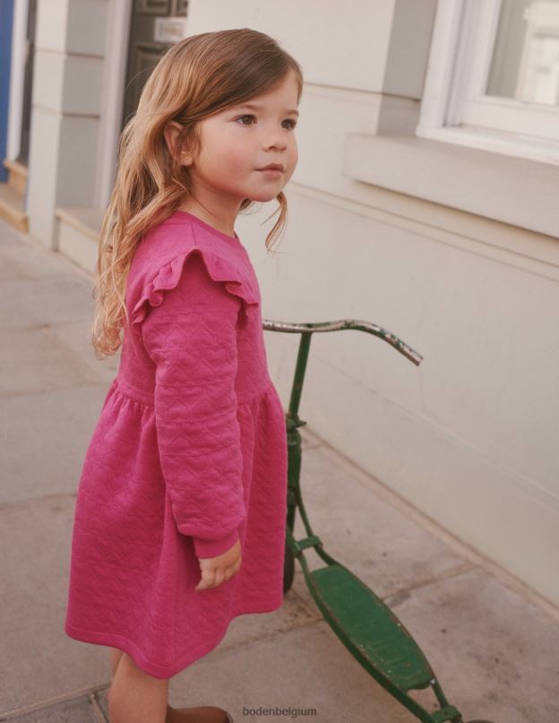 filles Boden rose phlox robe sweat à motif cœur en jacquard vêtements Z42D0748