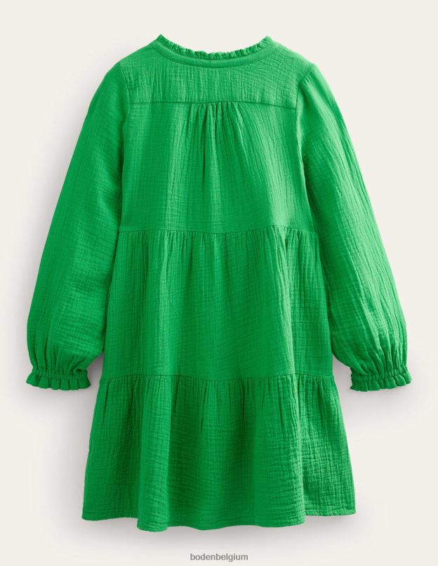filles Boden vert clair robe à double volants en tissu vêtements Z42D02639