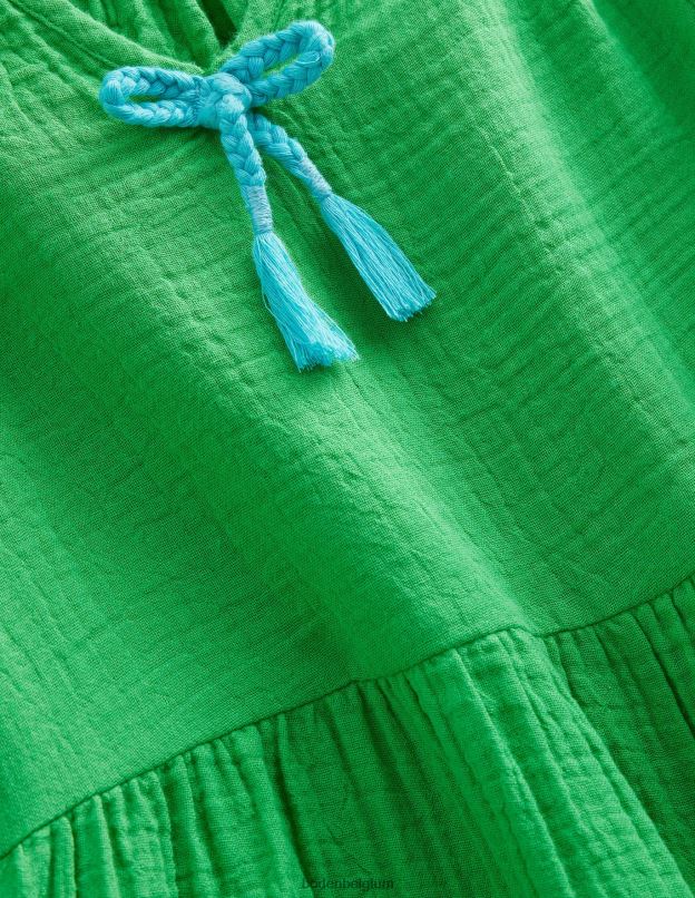 filles Boden vert clair robe à double volants en tissu vêtements Z42D02639