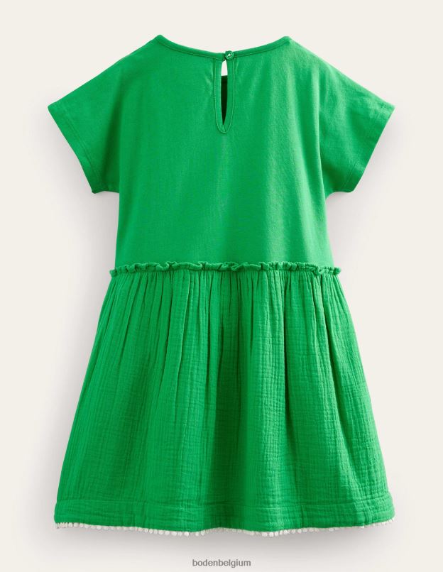 filles Boden vert clair robe à textures mélangées vêtements Z42D02939
