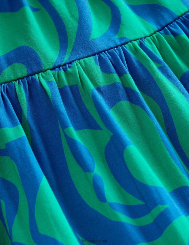 filles Boden vert tropical robe longue en jersey à volants vêtements Z42D02898