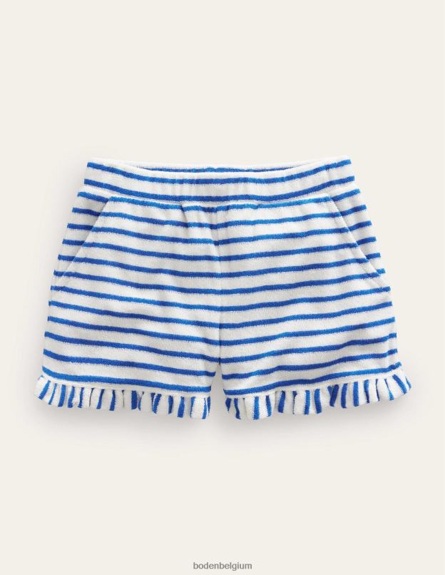filles Boden bleu cabana/ivoire short en tissu éponge à ourlet volanté vêtements Z42D02994