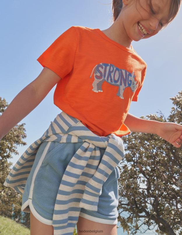 filles Boden caillou Bleu short en jersey rétro vêtements Z42D02656